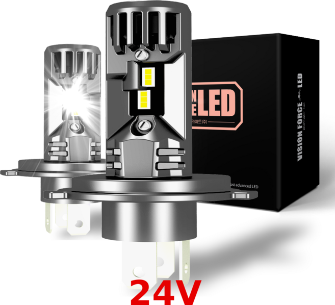 바이오라이트 비전포스 24V H7 H4 H11 LED 헤드라이트 상용차 트럭 버스 전조등 상향등 하향등 안개등 고광량 1세트, 2개