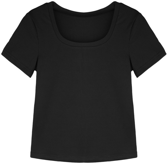 [애프터문] 골지 라운드 무지 반소매 반팔 티셔츠