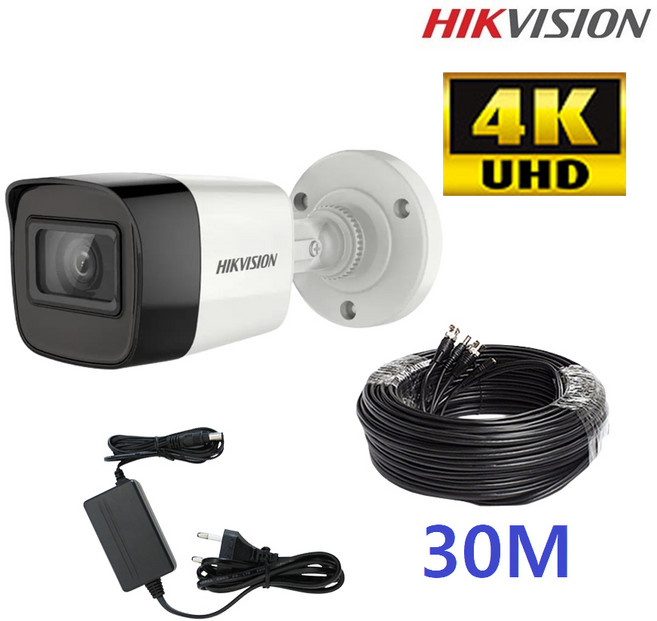 하이크비전 800만화소 4K 초고화질 올인원 CCTV 자가설치 세트 카메라 녹화기 아답터 케이블 고급형 실내 실외 아날로그 야간 적외선 무인 현관 매장 주택 시골 사업장 패키지, 36. 실외 추가설치 세트 30M+어댑터, 1개