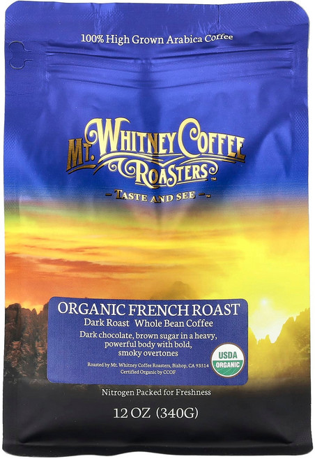 마운트 휘트니 커피 유기농 프렌치 로스트 원두커피 다크 로스트 340g(12oz) MWC-00406, MWC00406