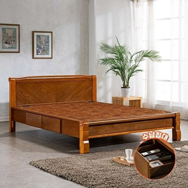 현대의료기 205Q V2 퀸 황토숯볼 흙침대 수납침대, 브라운