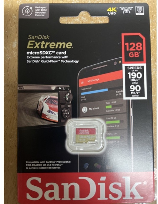 SanDisk Extreme 128GB microSDXC V30 A2 記憶卡 (讀取190MB/s), 詳見包裝, 詳見包裝