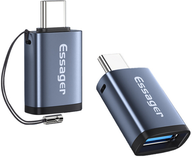 Essager 轉接頭, 鈦灰色, 1個, TypeC母轉USB