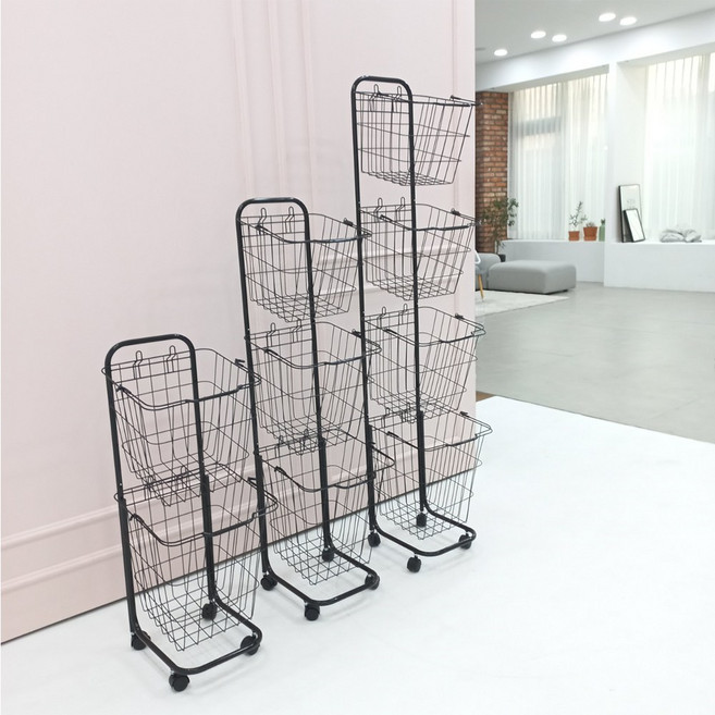 마이룸퍼니쳐 사각 이동식 철제 빨래바구니 2단 3단 4단, 3단사각바구니(화이트)