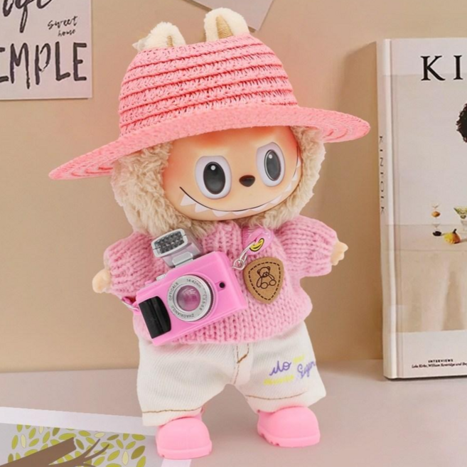 엘리붐 인형옷 라부부 그로밋 반짝 카메라 의상 세트 봄소풍 꾸미기, 핑크, 1개