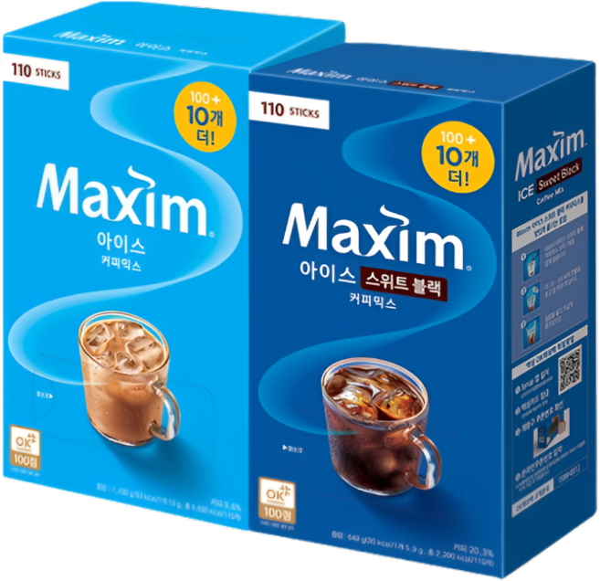 맥심 아이스 + 맥심 아이스 블랙, 2개, 110개입, 13g