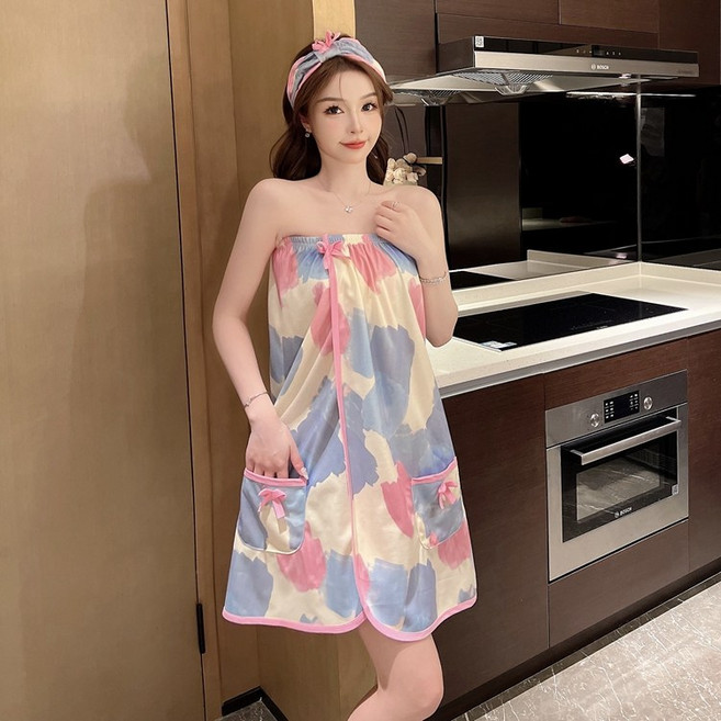 베코니아 여성용 골프가운 가운 입고 벗기 편한 프리미엄 샤워 가운, 1개, 로맨틱 핑크