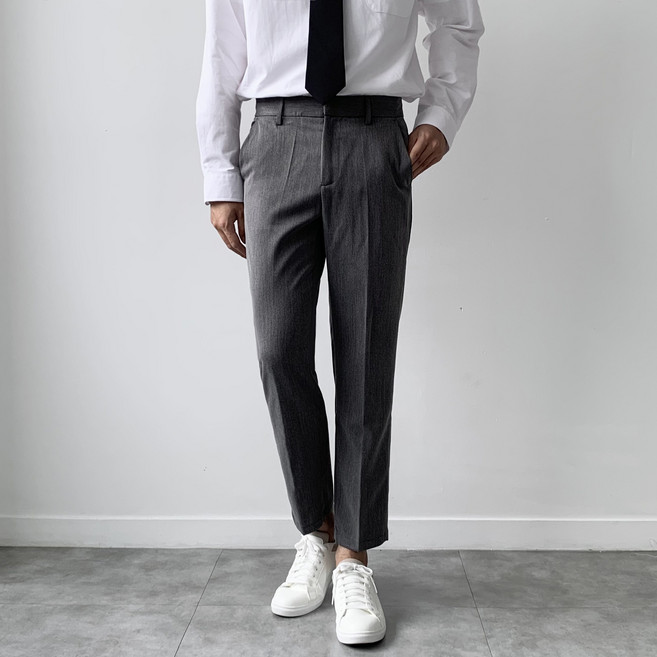 놈시크 남성 슬랙스 옆밴딩 링클프리 스판 빅사이즈 9부 10부 남자 바지