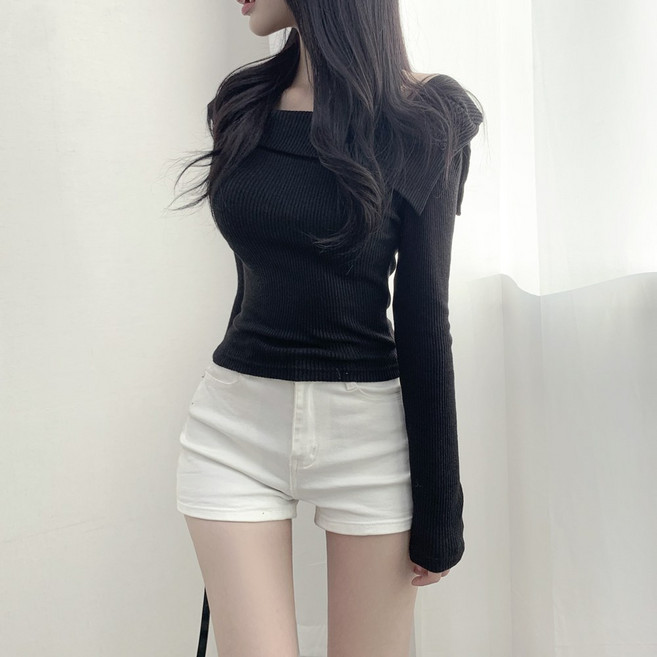 쇄골이이뻐지는 러블리한 오프숄더 골지 니트 4color