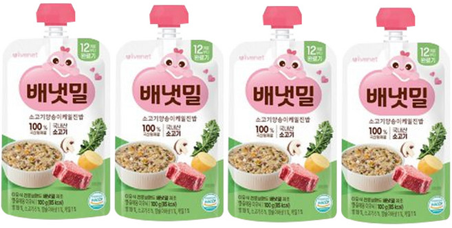 아이배냇 짜먹는 완료기 실온이유식, 100g, 4개, 양송이 케일 진밥