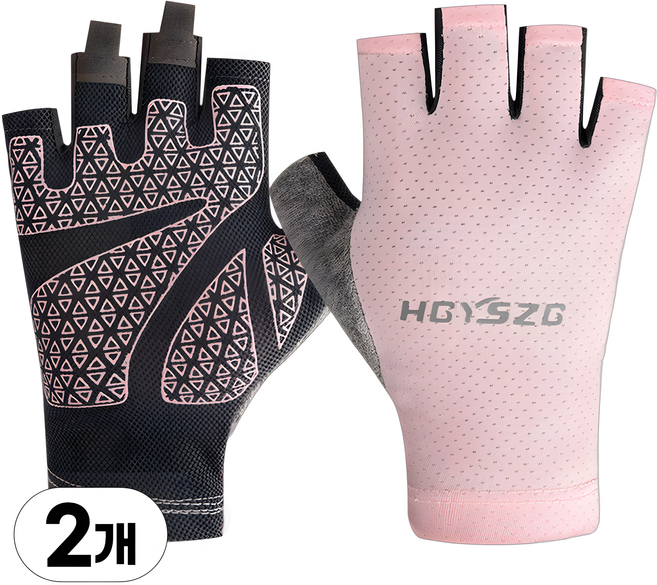 1+1 트레킹 장갑 여름 등산 스포츠 여름 쿨 메쉬 반장갑, 핑크그레이, 2개