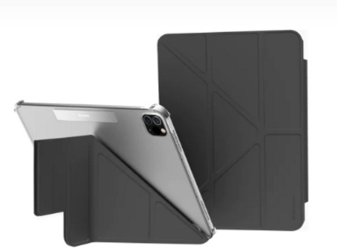 魚骨 NUDE iPad Air 10.9 2020-2022 / iPad Pro 11 2018-2022 支架透明背蓋保護套, 夜空黑, 1個