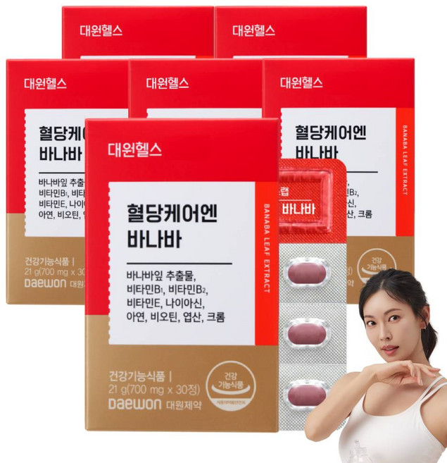 대원제약 대원헬스 혈당케어엔 바나바 플러스, 30정, 6개