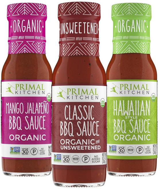 Primal Kitchen 유기농 바비큐 소스 팩 클래식 망고 할라피뇨 하와이안 3가지맛, 1개