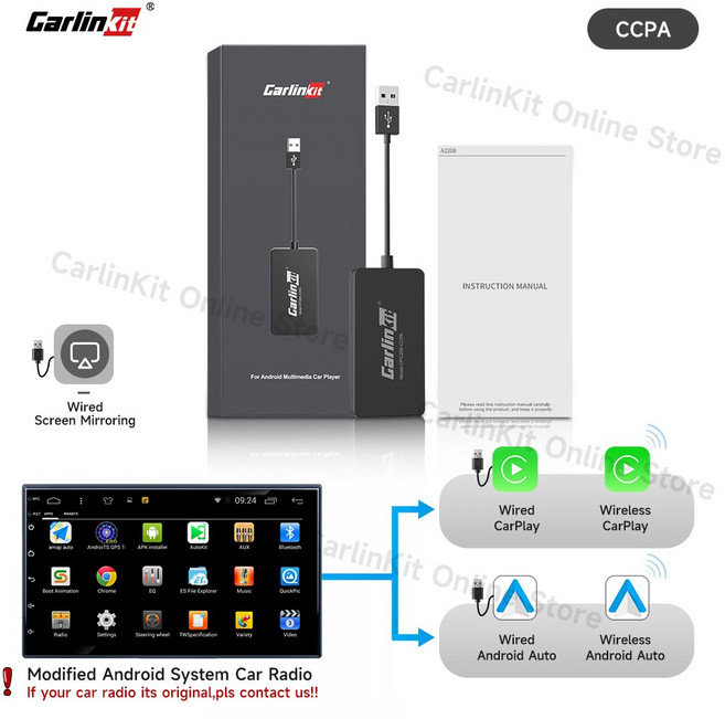 CARLINKIT 무선 안드로이드 화면 유선 스마트 박스용 CARPLAY 라디오 미러링 자동 동글 링크, Wireless CCPA, 01 Wireless CCPA