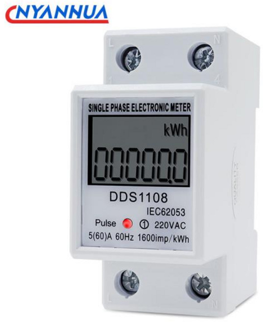 LCD 단상 전기 에너지 미터 KWH AC 디지털 와트-시간 딘 레일 220V 60A 50Hz, 1개