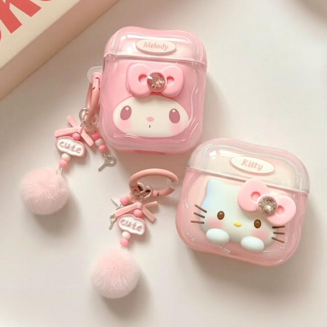 러브 리본 핑크 에어팟 키링 세트(모든기종 가능), 헬로키티, 1개, 에어팟프로3
