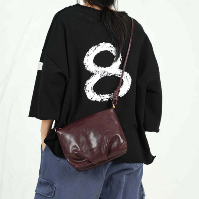 벅시루 여성 에잇 쭈리면 여자 봄가을 데일리 라운드넥 7부소매 박스핏 티셔츠