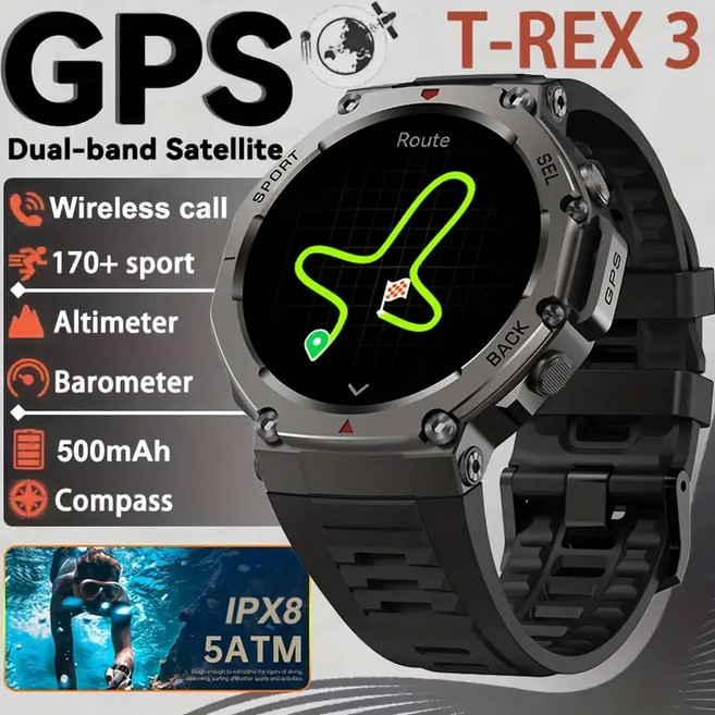 새로운 수영 스마트 스크린 스포츠 SMARTWATCH 시계 여성 AMOLED 남성 GPS 팔찌 IP68 군사 방수 나침반, GPS 10 Watch, dm58 1, 1개