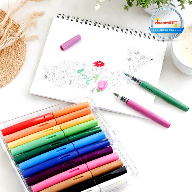 드림아트 마카브러시 24색 세트 캘리그라피 붓펜 붓글씨 손글씨