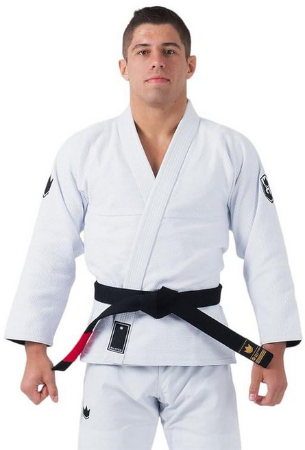 KINGZ Balistico 남성용 주짓수 도복 - IBJJF 2024 리갈 펄 위브 재킷 및 226.8g(8온스) 립스톱 팬츠 화이트.