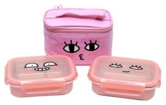 아트박스/키즈키즈 카카오 이중락스텐가방도시락2단(어피치 1951, 본품, 1개