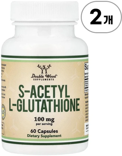 더블우드 서플리먼트 S-아세틸 L-글루타치온 100mg Double Wood Supplements S-Acetyl L-Glutathione 100 mg 60정, 2개 - 쿠팡