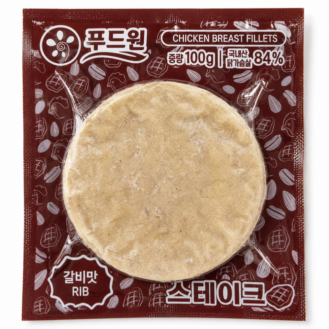 [푸드원] 국내산 닭가슴살 갈비맛 스테이크 식단조절 다이어트 간편식, 50개, 100g