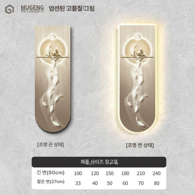 액자 인테리어액자 럭셔리 무드등 벽걸이 리모컨 거실, UV 샌드스톤+매트 텍스처 질감, M 784 어피싱 C
