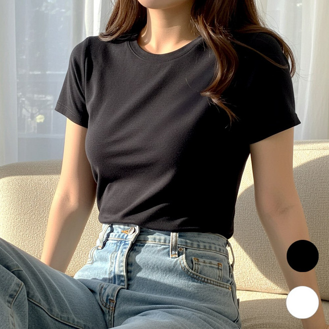 엠제이스타 여성 무지 반팔티 반소매 티셔츠