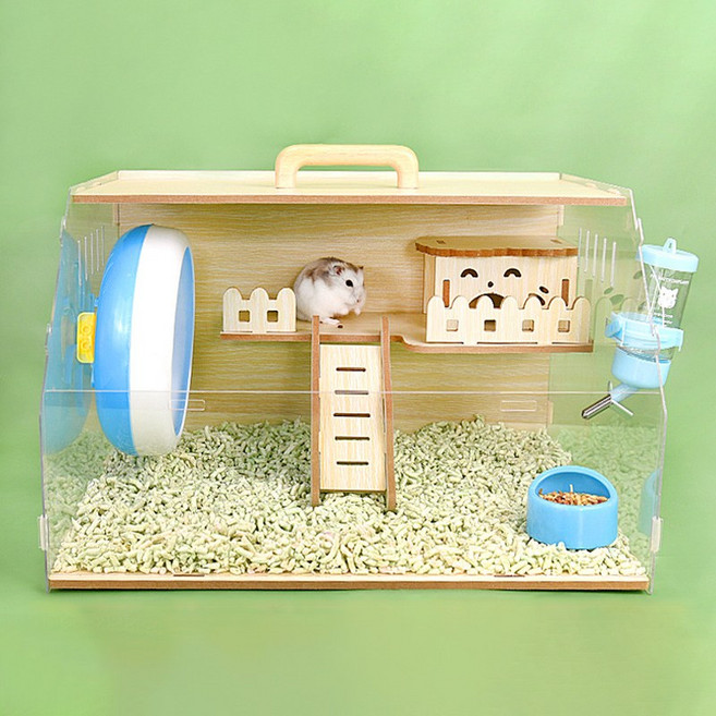 블랙케이세븐 햄스터케이지 휴대용 대형 투명 햄스터집 햄스터용품 HH-L2, 1개, 40*30*25CM