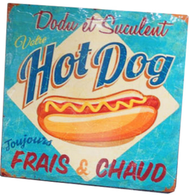 빈티지 푸드 냄비받침, 1개, 핫도그(블루)