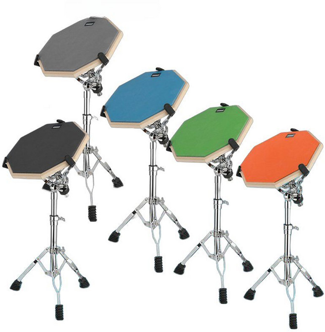 드럼 세트 12인치 연습용 드럼패드 연습 패드 입문용 스탠드, 12인치 오렌지   + 드럼 스틱 배럴, 1개