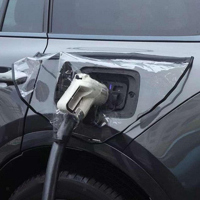 밀튼 전기차 충전구 레인커버 케이블 백 방수커버 충전구커버, 3. 원형 투명 커버(대형-35cm), 1개