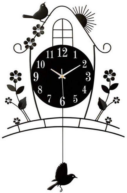 무소음 인테리어 대형 벽걸이 거실 벽시계 UK76, 블랙