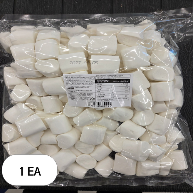 화이트 빅 마시멜로 마쉬멜로우, 1kg, 1개