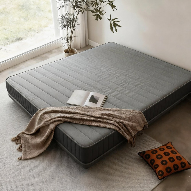 FANOBO 매트리스 프리미엄 토퍼매트리스 견고한 스프링 침대매트리스 슈퍼싱글매트리스 바닥매트리스, 회색 매트리스