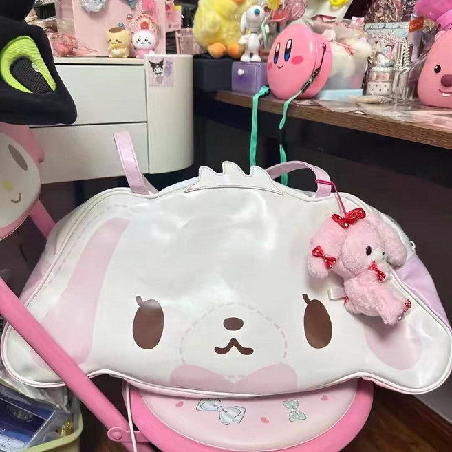 슈가바니즈 가방 양면 다른 숄더백 쿠로우사 시로우사 인형 가방 얼굴 에코백 토트백 대용량 파우치 지갑 필통 문구 수납 토끼 캐릭터