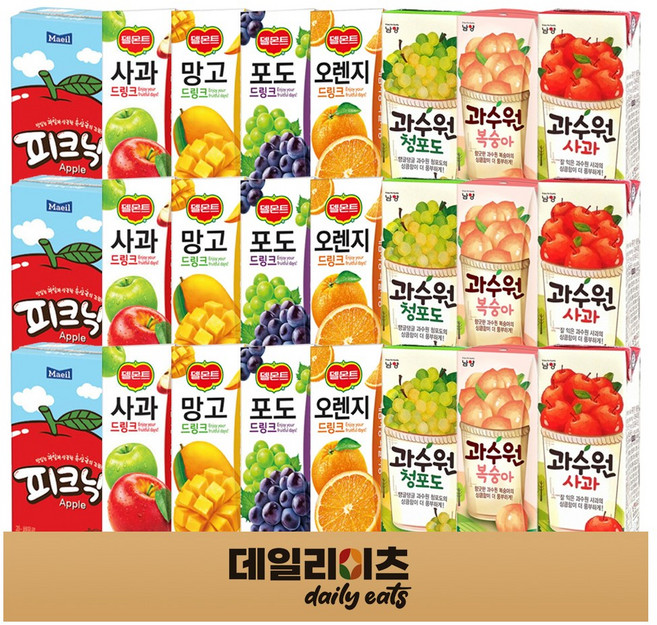 과일음료 드링크팩 8종류 24개 기획세트 (델몬드 과수원 피크닉), 1세트, 190ml
