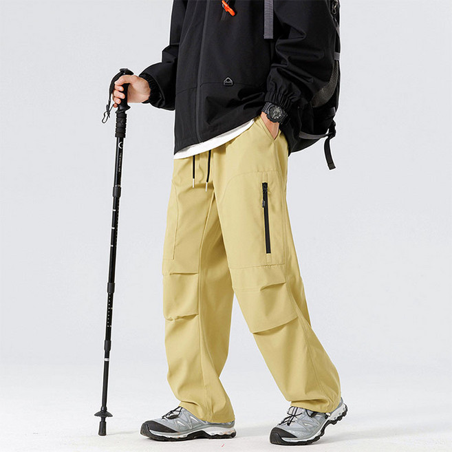 FANSYLI 남녀공용 바람막이 커플 등산바지 봄가을 심플 루즈핏 트레킹 등산바지 바람막이 방수 작업복 바지 XR2512D27