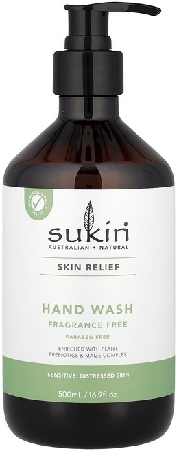 수킨 Skin Relief 핸드 워시 민감성 손상 피부 향료 무함유 500ml(16.9fl oz) SKN-01064, 1개, 500ml