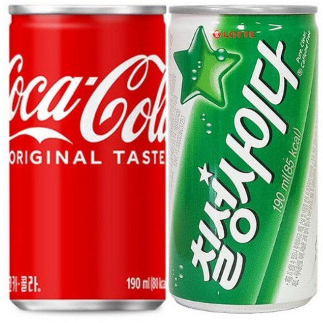 코카콜라 190ml + 칠성사이다 190ml / 20캔 반반세트, 20개