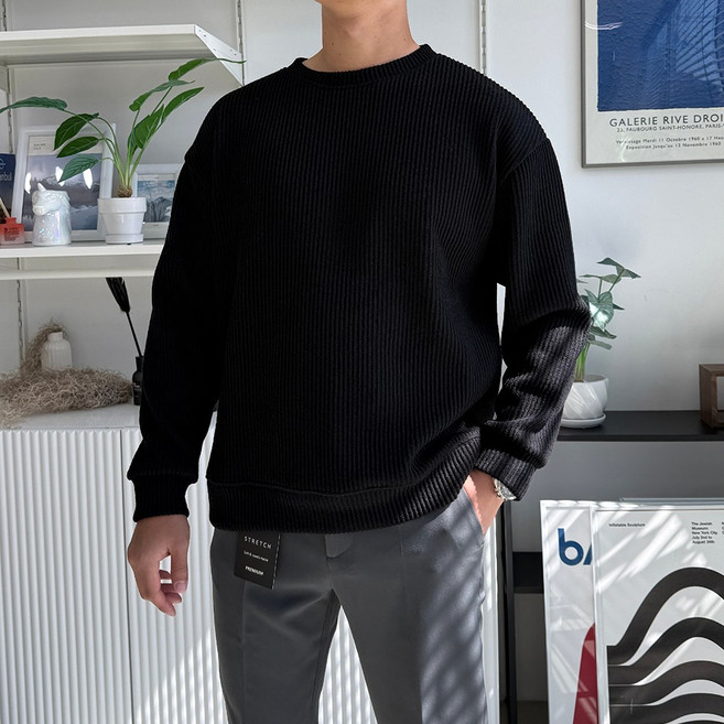 드몽 남성 부드러운 봄 가을 골지 니트