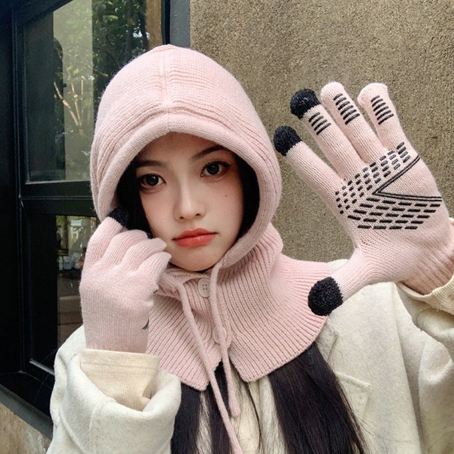 리브담 니트 바라클라바 후드넥워머 여성 겨울워머