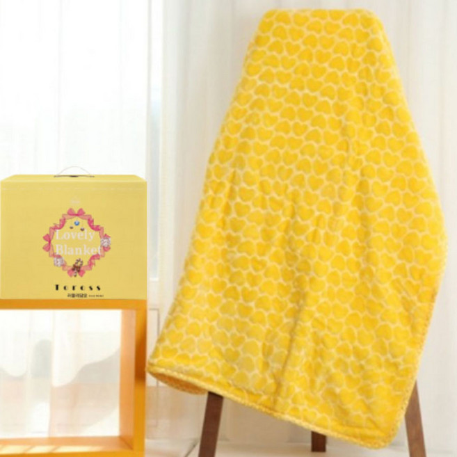 토로스 트리담요 (90x100) 옐로우하트(100X140) 극세사 무릎담요 극세사담요부드럽고 포근한담요 학생담요 케릭터담요 이쁜담요, 러블리 옐로우(중), 1개