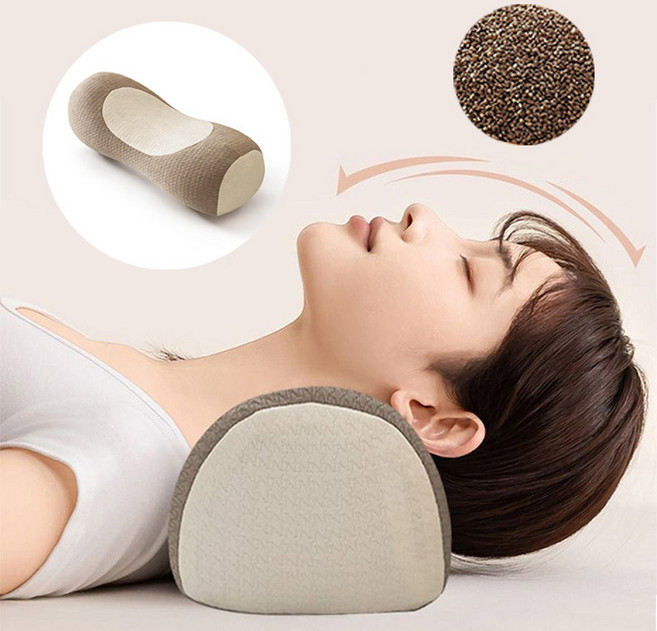 디에스가추몰 인체공학 메밀 경추베개 천연 소재 편안한 수면 강한 통기성, 1개, 브라운