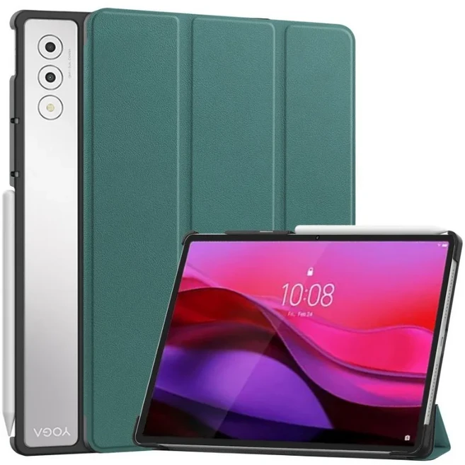 Smart For Lenovo Yoga Tab Plus Case TB520FU Trifold Stand Hard Cover For Yoga Pad Pro 12.7 AI (2024), Dark green, Yoga Pad Pro AI 12.7 2024