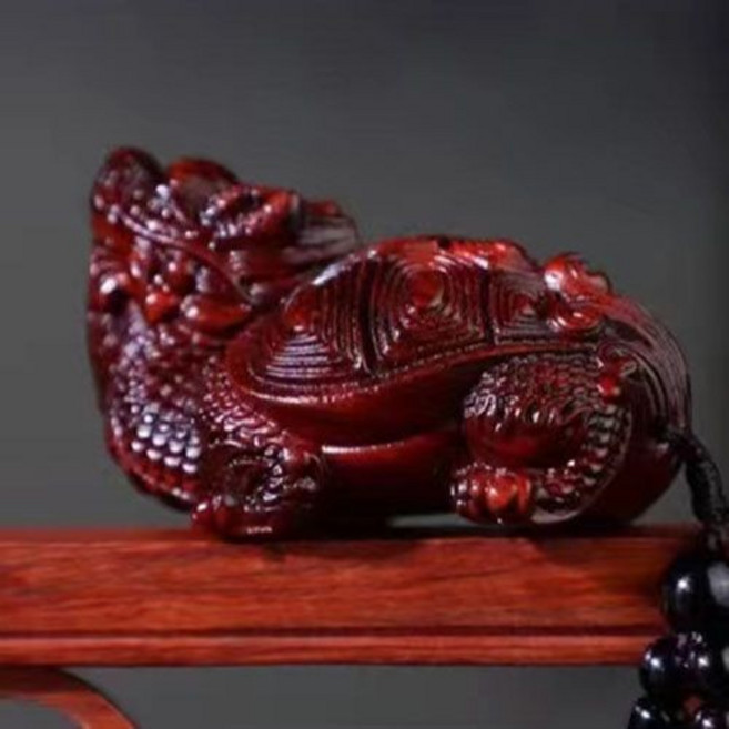 無品牌 小葉紫檀木雕 麒麟 貔貅 手把件 文玩工藝品 吊飾 隨身把玩件 實木掛飾 精品, 龍龜, 1個