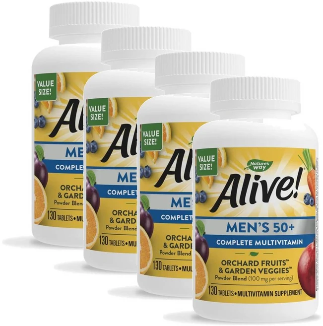 네이처스웨이 얼라이브 50세이상 남성 컴플리트 멀티비타민 Nature's Way Alive Men Multivitamin, 130정, 4개 - 쿠팡