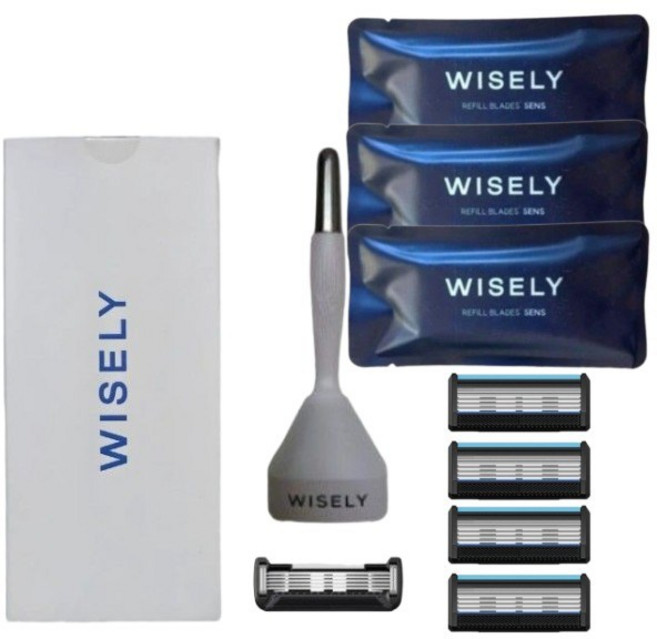 와이즐리 면도기 면도날 PRO1개 SENS12개 거치대 세트, 슬레이트그레이+SENS면도날, 1개